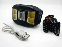 Налобний ліхтар на акумуляторі 18650 HC 617 COB із сенсором та режимом RED/BLUE WARNING