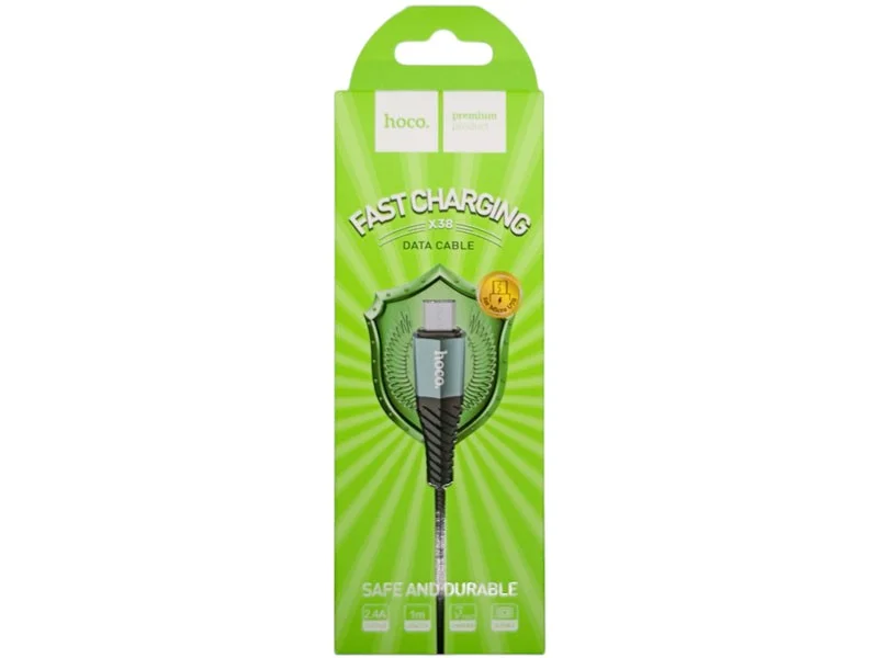 Кабель Hoco USB – microUSB (v8) 2м — міцний дата-кабель у тканинній оплітці