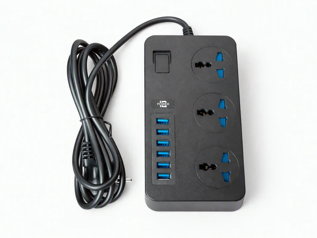 Подовжувач з USB AR-CP02, 3 розетки та 6 USB, 2 м
